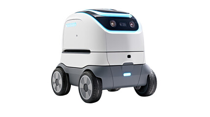 delivery robot on white background