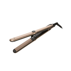 Sleek Gold and Black Hair Straightener on white Background