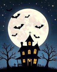 A lively cartoon featuring a strange haunted house.