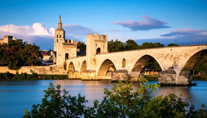 Pont Saint Benezet Avignon France Famous Bridge Landmark.