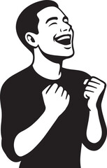 Silhouette of Joyful Man in Emotional Uplift