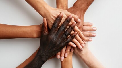 Diverse hands joined in unity