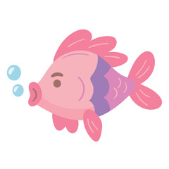 Colorful Marine Fish Icon in Minimal Flat Style Vector