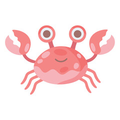 Cute Red Crab Cartoon Icon in Flat Vector Style