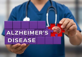 ALZHEIMER'S DISEASE. Treatment of Alzheimers Dementia Parkinson Disease Medicine Science concept. Alzheimer mental.alzheimers models