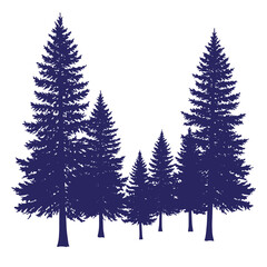 Obraz premium Silhouetted evergreen forest trees vector illustration for nature inspired backgrounds and designs