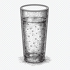 Hand Drawn Sketch of Glass of Water with Bubbles – Vintage Illustration, glass of water, water glass sketch, hand drawn glass, vintage illustration glass, etching style drawing, glass with bubbles,