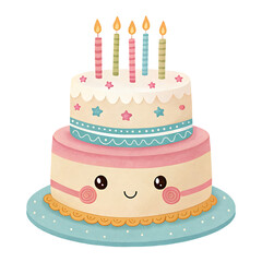 Delicious TwoTier Birthday Cake with Candles Pixel Art Illustration transparent PNG illustration