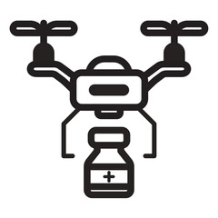 Drone Medicine Delivery Line Icon of Autonomous Delivery Drones Icon Set