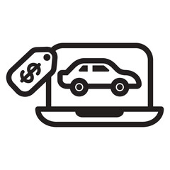 Online Car Purchase Line Icon of Car Subscription Models Icon Set