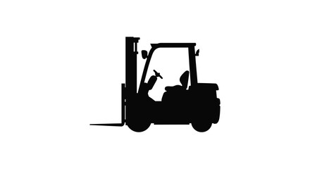 Black silhouette of a forklift truck with operator