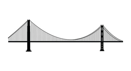 Fototapeta premium A large suspension bridge with cables and towers on a white background