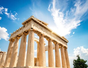 Obraz premium Ancient temple columns under a bright sky