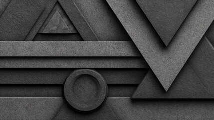 Abstract grayscale geometric pattern of layered triangles and rectangles