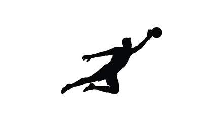 Man jumping in the air with ball in hand silhouette