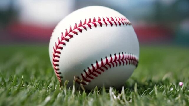  baseball ball sport on grass with blur background created with generative ai	

