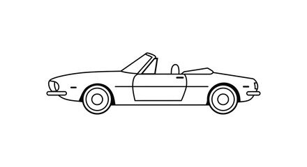A simple line drawing of a convertible sports car with the top down