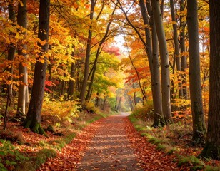 Fototapeta premium Autumn forest with colorful leaves
