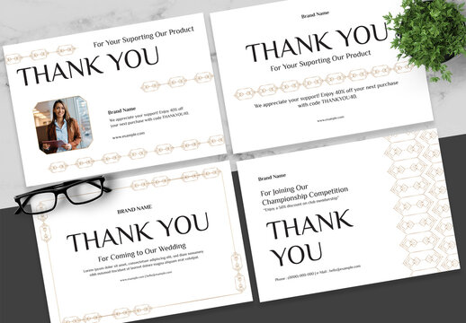 Gradient Gold And Black Thank You Card