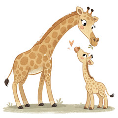 Obraz premium Mother and Baby Giraffes Standing Together