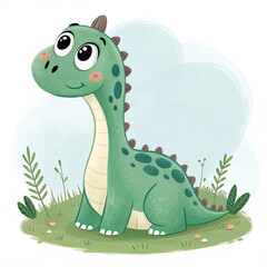 Fototapeta premium Cute Cartoon Dinosaur in a Forest