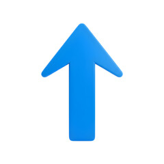 Bright blue glossy arrow pointing upward isolated 3D element