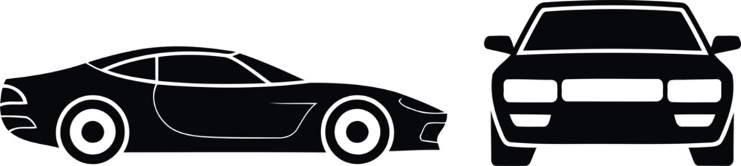 Stylized Black and White Car Illustrations Modern Design Conveying Automotive Themes Sleek Aesthetic Vehicle Presentation Car Enthusiast Graphic