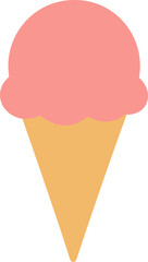 Simple Flat Style Delicious Ice Cream Cone Dessert Sweet Illustration