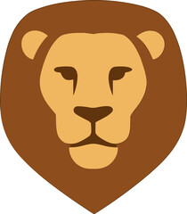 Simple Flat Design Lion Head Face Illustration Animal Wildcat Mascot
