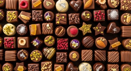 Indulge your senses with a stunning assortment of gourmet chocolates, perfect for gifting or adding a touch of luxury to your day