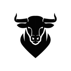 Black Bull Head Silhouette Logo Design - Strong and Minimalist Vector Emblem