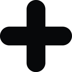 Fototapeta premium Black rounded cross symbol plus sign