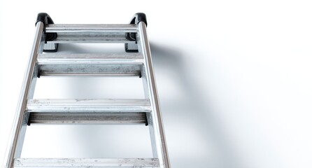 Metal stepladder against white wall