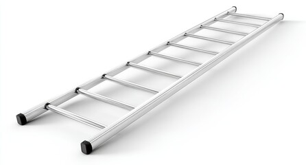 Metal ladder angled on white background