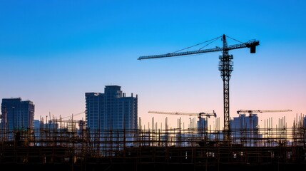 Fototapeta premium Construction site at dawn
