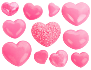 Collection of Cute Pink Heart Symbols in Multiple Styles PNG