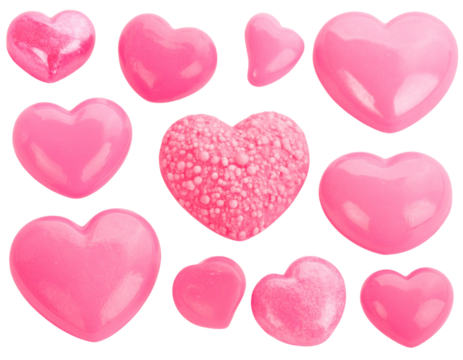 Collection of Cute Pink Heart Symbols in Multiple Styles PNG