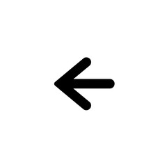 White outline arrow symbol pointing left