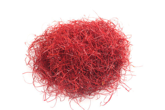 Fine Shredded Dried Red Chili Peppers on White Background