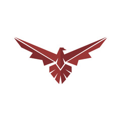 Red eagle flapping wings logo. Elegant eagle logotype vector design graphic, phoenix falcon or hawk illustration