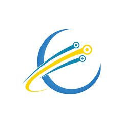 C Letter Digital Global Logo Tech. Cyberspace Swoosh Network Media and Web Logotype Design