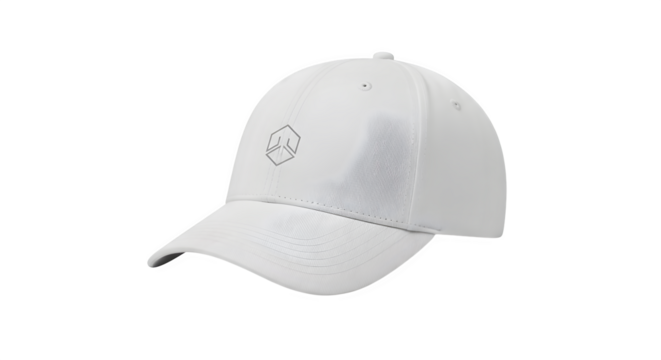 Stylish white baseball cap with a subtle logo perfect for casual wear or branding