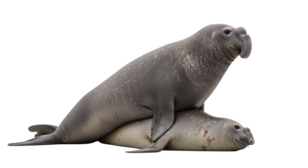 Two elephant seals mating on a beach with a for creative use