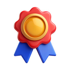 3D Icon of Medal with Ribbon, Representing Achievement