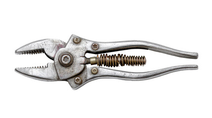 Pliers with open jaw showing spring mechanism background isolated on a Transparent background, PNG file.