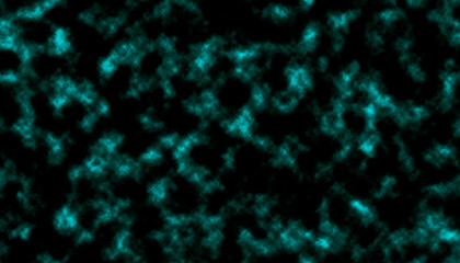 Abstract turquoise smoke texture with black background neon haze cloud pattern backdrop