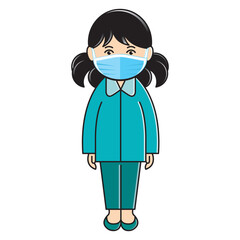 isolated female nurse with mask vector illustration.eps