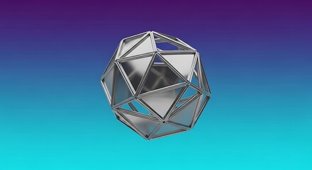 Abstract crystalline shape on gradient background, geometric design