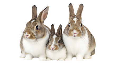 Obraz premium Three adorable rabbits posing together against a in a studio shot