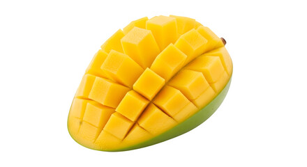 Fresh ripe mango cut into cubes a tropical fruit shot